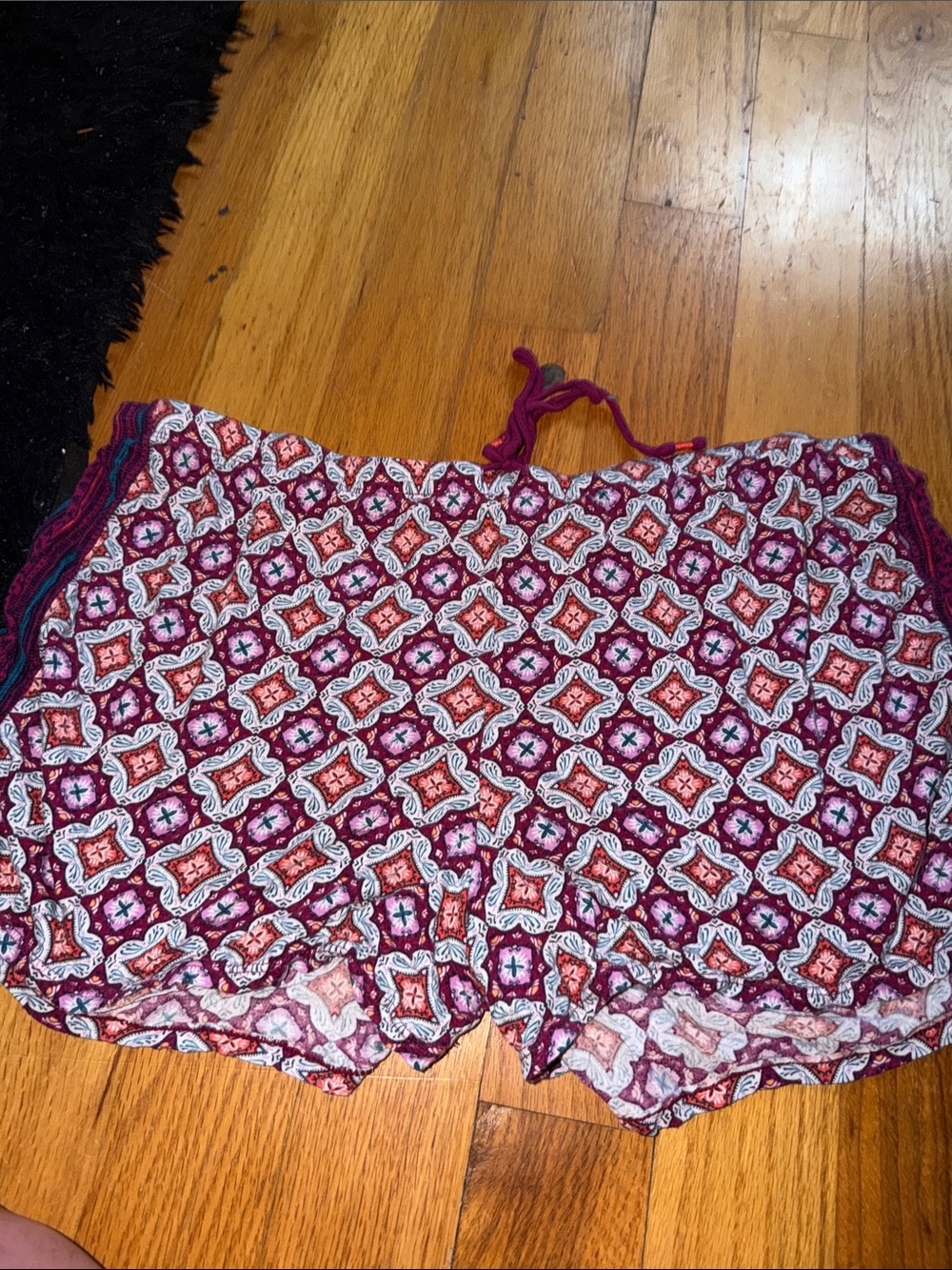 Secret Treasures Burgundy and White Printed Sleep Shorts